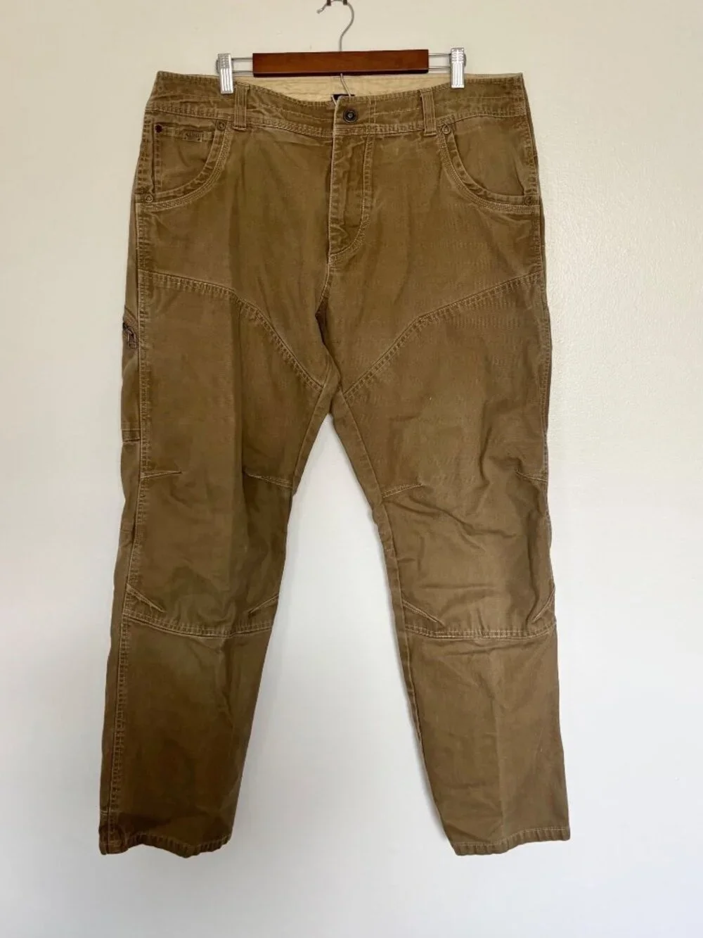 KÜHL Mens Brown Cotton Cargo Pants Size 36 Durable Outdoor Workwear
